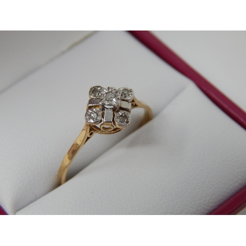 224 - 9ct Yellow Gold Diamond Set Flowerhead Ring Hallmarked Birmingham 1965: Size Q in Fitted Box.