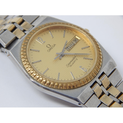 225 - OMEGA Seamaster Quartz 4125 Gentleman's Wristwatch with Day/Date Apertures: Gold Plated & Stainless ... 