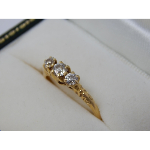 226 - Yellow Gold Diamond Trilogy Ring Set with a Central Brilliant Round Cut Diamond Measuring 3.4mm & Fl... 