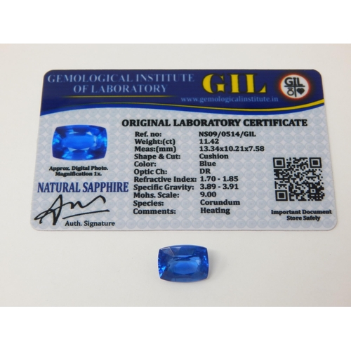 229 - A 11.42ct Square Cut Sapphire with G.I.L Certificate of Authenticity