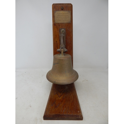 549 - Cast Bell with Clapper on Wooden Stand: The Bell Engraved 