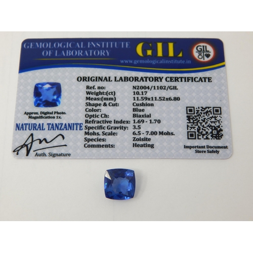 405 - A 10.17ct Cushion Cut Tanzanite with G.I.L Certificate of Authenticity.