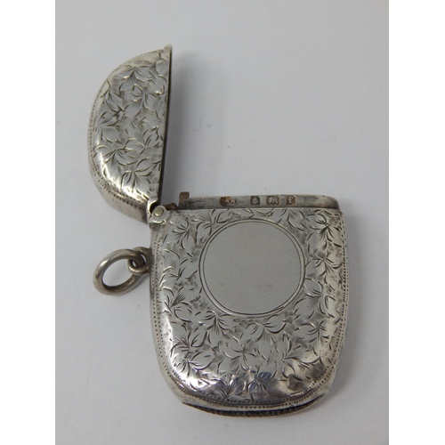 239 - Edwardian Silver Vesta Case: Hallmarked Birmingham 1905 by W.H.