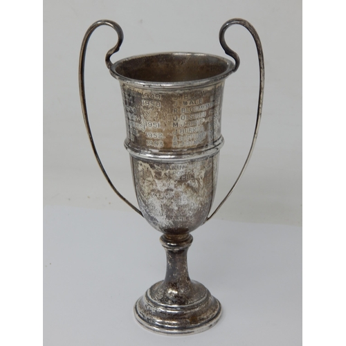 240 - Silver Twin Handled Trophy Cup: Hallmarked London 1928 by S.G: Height 16cm: Weight 101.5g