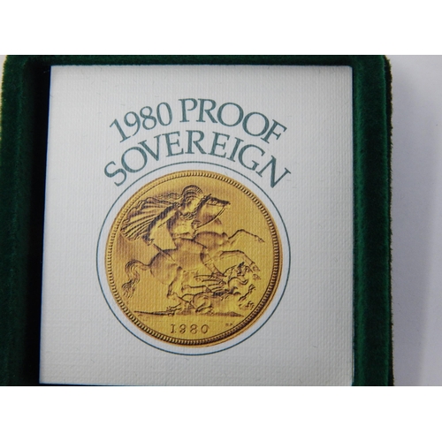 168 - Royal Mint Proof Full Gold Sovereign 1980 in Case of Issue with COA