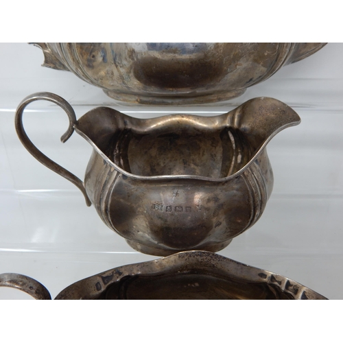 308 - Large Silver 3 Piece Tea Set Hallmarked Birmingham 1918 by Thomas Bradbury: The Teapot missing handl... 