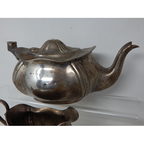 308 - Large Silver 3 Piece Tea Set Hallmarked Birmingham 1918 by Thomas Bradbury: The Teapot missing handl... 