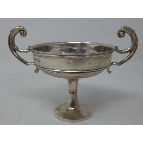 310 - Silver Twin Handled Pedestal Bowl Hallmarked Birmingham 1911 by Elkington & Co: Weight 82g