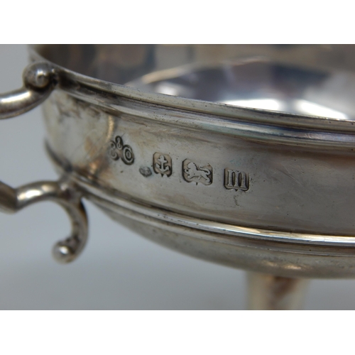 310 - Silver Twin Handled Pedestal Bowl Hallmarked Birmingham 1911 by Elkington & Co: Weight 82g