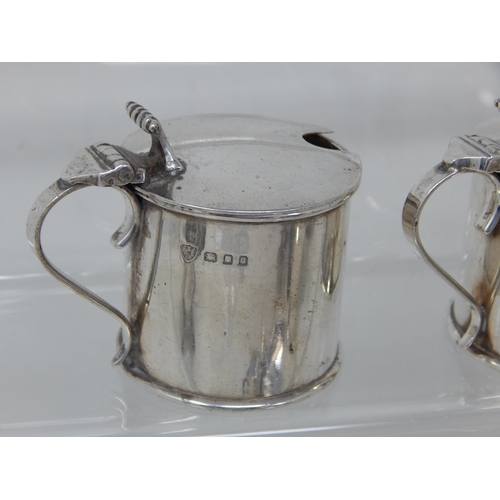 314 - Set of 3 Silver Drum Mustards Hallmarked London 1931 by JBC & S Ltd: No Liners: Weight 190g