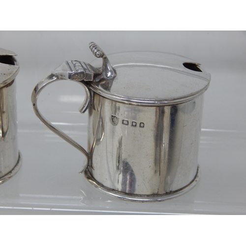 314 - Set of 3 Silver Drum Mustards Hallmarked London 1931 by JBC & S Ltd: No Liners: Weight 190g