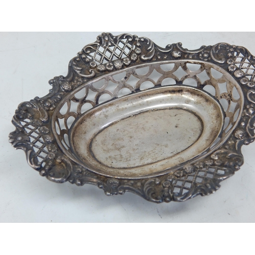 315 - Edwardian Silver Pierced Bon Bon Dish Hallmarked Birmingham 1902 by William Hutton & Sons: Measures ... 