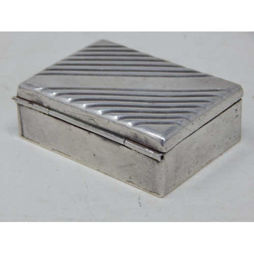 317 - Silver Double Stamp Box: No visible hallmarks but tested as 925 silver: Measures 5.8cm x 4.4cm