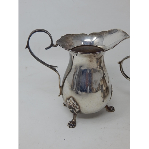 321 - Silver Strawberry Set Comprising Cream Jug & Sugar Bowl: Hallmarked Birmingham 1966 by Joseph Gloste... 