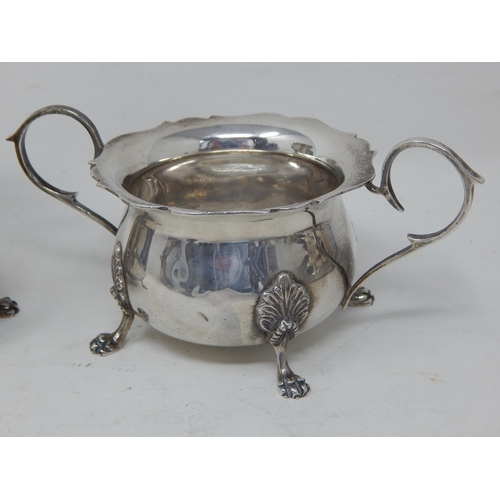 321 - Silver Strawberry Set Comprising Cream Jug & Sugar Bowl: Hallmarked Birmingham 1966 by Joseph Gloste... 