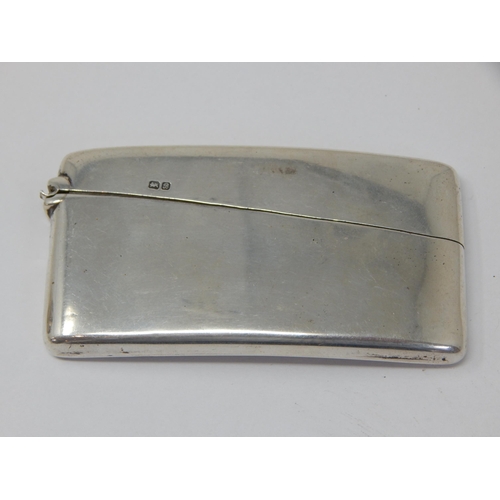 338 - Edwardian Silver Card Case Hallmarked Chester 1902 by J.J: Measuring 8.5cm wide: Missing Hinge Pin: ... 