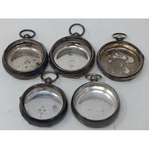 344 - 5 x Hallmarked Silver Gentleman's Pocket Watch Cases: Various Dates & Makers: Weight 286g