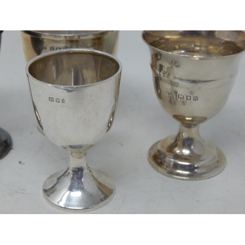 345 - 4 x Hallmarked Silver Egg Cups: Various Dates & Makers: Weight 124g