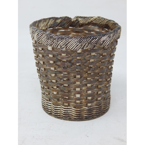 346 - Sterling Silver Weaved Basket: Height 6.5cm: Weight 120g