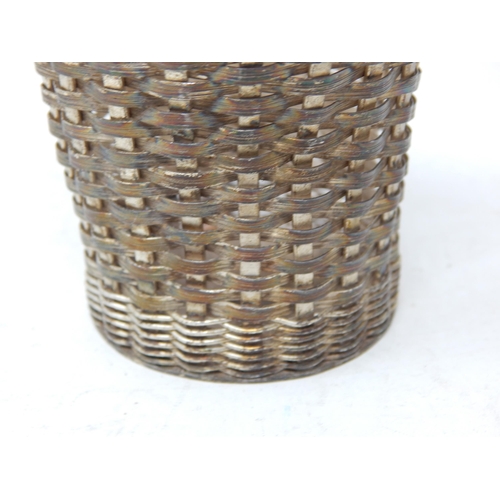 346 - Sterling Silver Weaved Basket: Height 6.5cm: Weight 120g