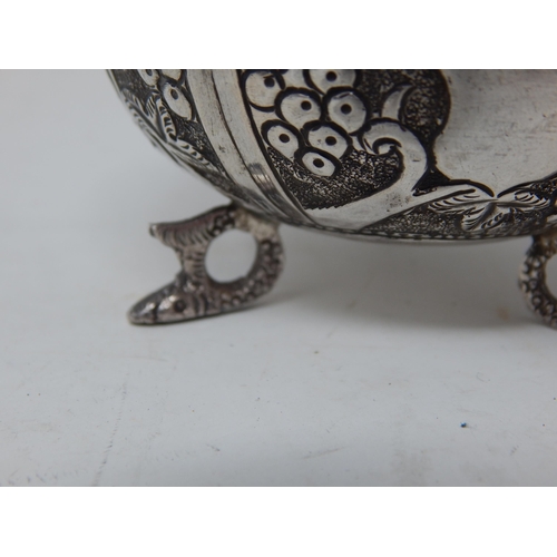 352 - Indian Silver Bowl with Shaped Rim on Dolphin Feet: Measures 7.5cm diameter: Weight 58g