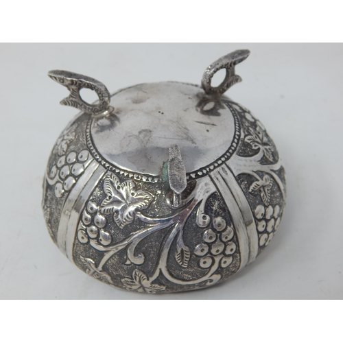 352 - Indian Silver Bowl with Shaped Rim on Dolphin Feet: Measures 7.5cm diameter: Weight 58g