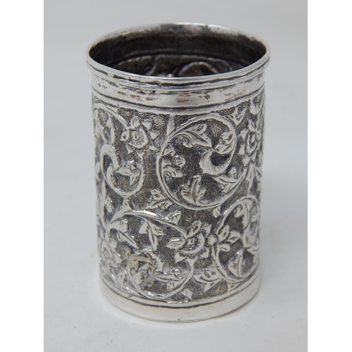 354 - Oriental Silver Toothpick Holder Measuring 5.5cm high: Weight 34g