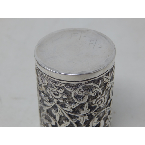 354 - Oriental Silver Toothpick Holder Measuring 5.5cm high: Weight 34g