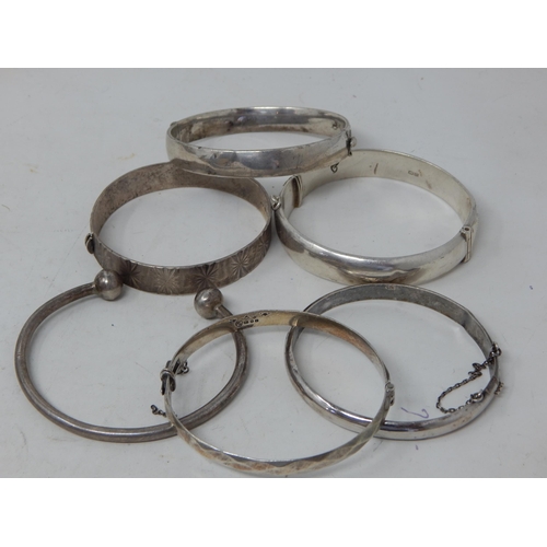 355 - 6 x Silver Bangles: Weight 90g