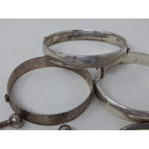 355 - 6 x Silver Bangles: Weight 90g