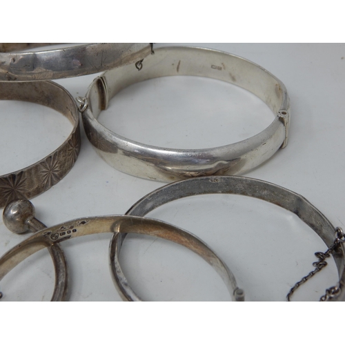 355 - 6 x Silver Bangles: Weight 90g