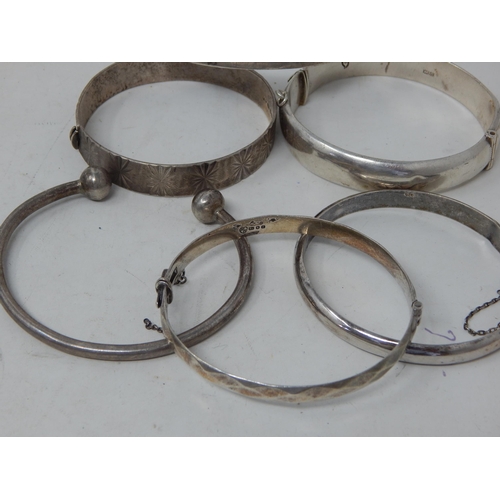 355 - 6 x Silver Bangles: Weight 90g