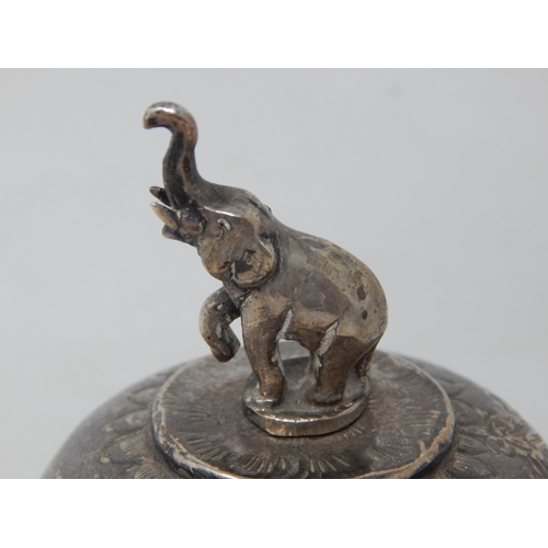 357 - Indian Silver Bowl, The Lid with Elephant Finial: Weight 312g