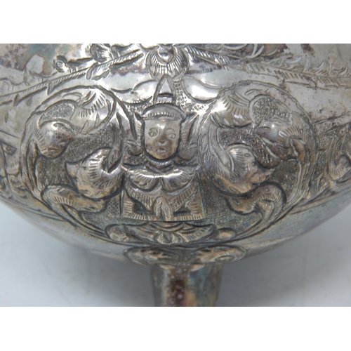 357 - Indian Silver Bowl, The Lid with Elephant Finial: Weight 312g