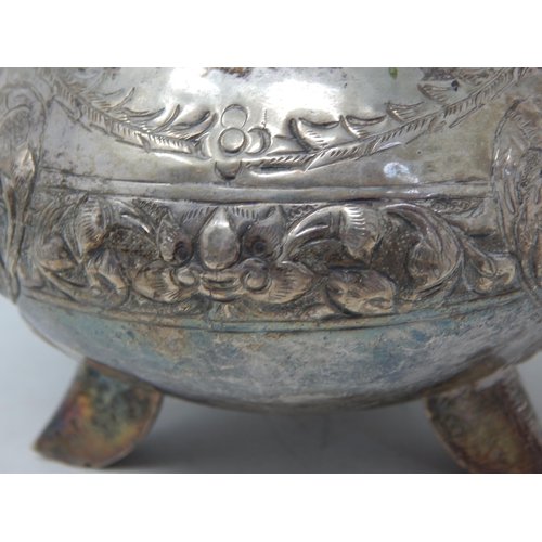 357 - Indian Silver Bowl, The Lid with Elephant Finial: Weight 312g