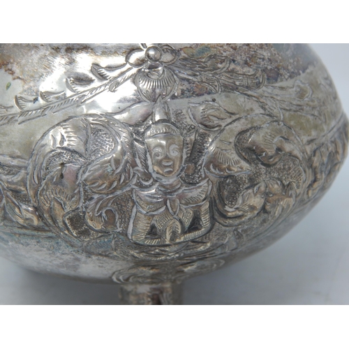 357 - Indian Silver Bowl, The Lid with Elephant Finial: Weight 312g