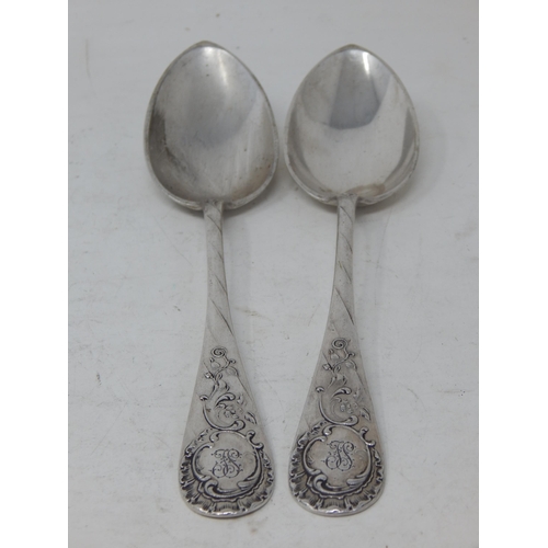 368 - Pair of C19th German 800 Standard Silver Serving Spoons: Length 21.4cm: Weight 132g