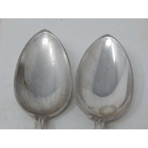 368 - Pair of C19th German 800 Standard Silver Serving Spoons: Length 21.4cm: Weight 132g