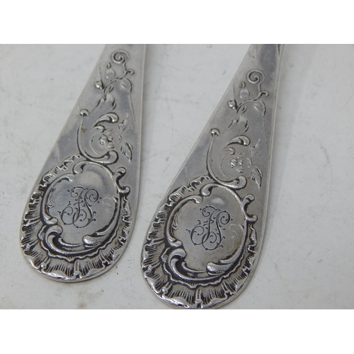 368 - Pair of C19th German 800 Standard Silver Serving Spoons: Length 21.4cm: Weight 132g