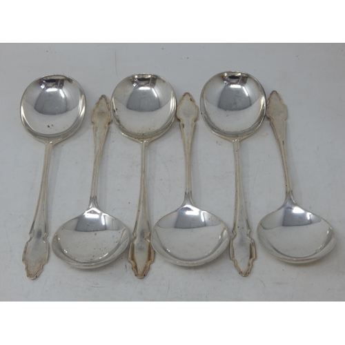 375 - 6 x Silver Soup Spoons Hallmarked Sheffield 1930 by Cooper Brothers: Length 17.5cm: Weight 332g