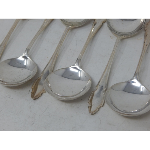 375 - 6 x Silver Soup Spoons Hallmarked Sheffield 1930 by Cooper Brothers: Length 17.5cm: Weight 332g