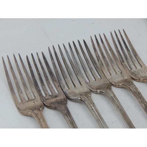 377 - 6 x Victorian Silver Matched Dessert Forks: Hallmarked London 1856/97: Length 18cm: Weight 382g