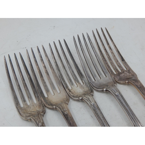 378 - 5 x Victorian Silver Matched Dinner Forks: Hallmarked London 1849/65: Length 21cm: Weight 506g