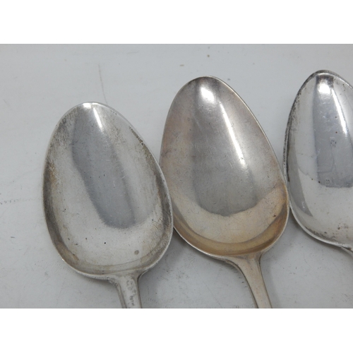 382 - 4 x Georgian Silver Serving Spoons: various Dates & Makers: Length 21cm: Weight 258g