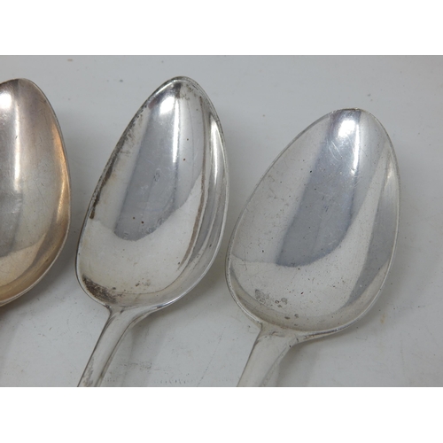 382 - 4 x Georgian Silver Serving Spoons: various Dates & Makers: Length 21cm: Weight 258g