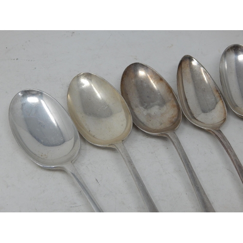 385 - 6 x Georgian & Later Silver Dessert Spoons: various Dates & Makers: Length 17.5cm: Weight 256g