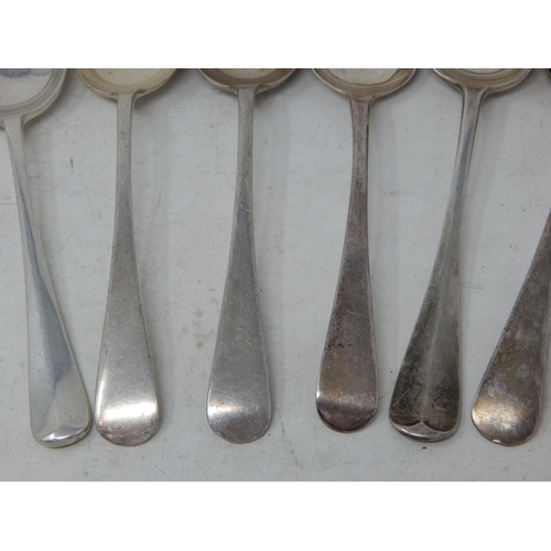 385 - 6 x Georgian & Later Silver Dessert Spoons: various Dates & Makers: Length 17.5cm: Weight 256g