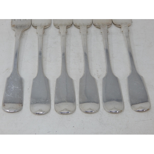 390 - 6 x Victorian Silver Matched Dinner Forks Hallmarked London 1843/77: Length 20.5cm: Weight 422g