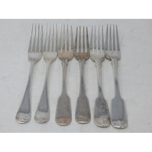 391 - 6 x Silver Matched Dessert Forks: Various Dates & Makers: Length 16.5cm: Weight 266g