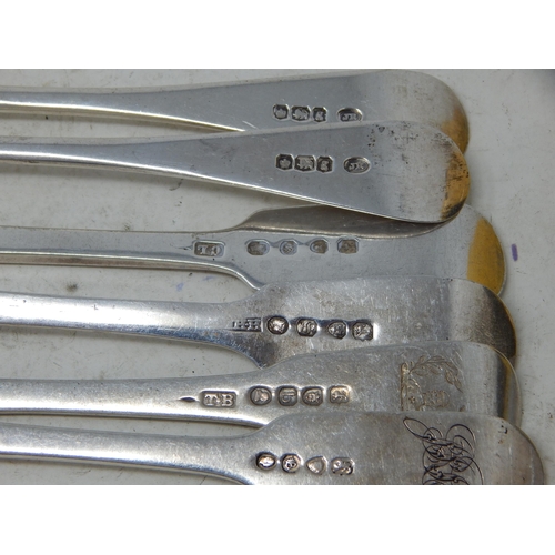 391 - 6 x Silver Matched Dessert Forks: Various Dates & Makers: Length 16.5cm: Weight 266g